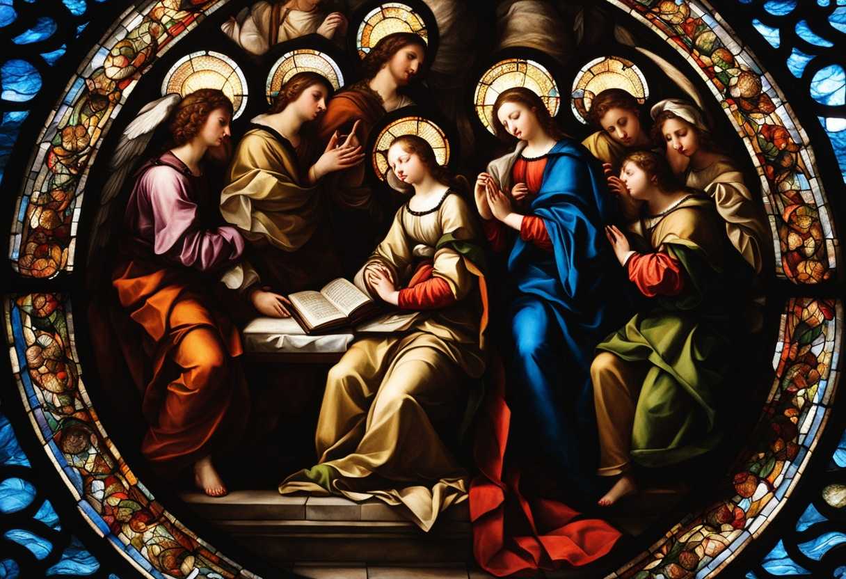 A-serene-gathering-in-prayer-illuminated-by-stained-glass-radiating-peace-and-unity_dgvc