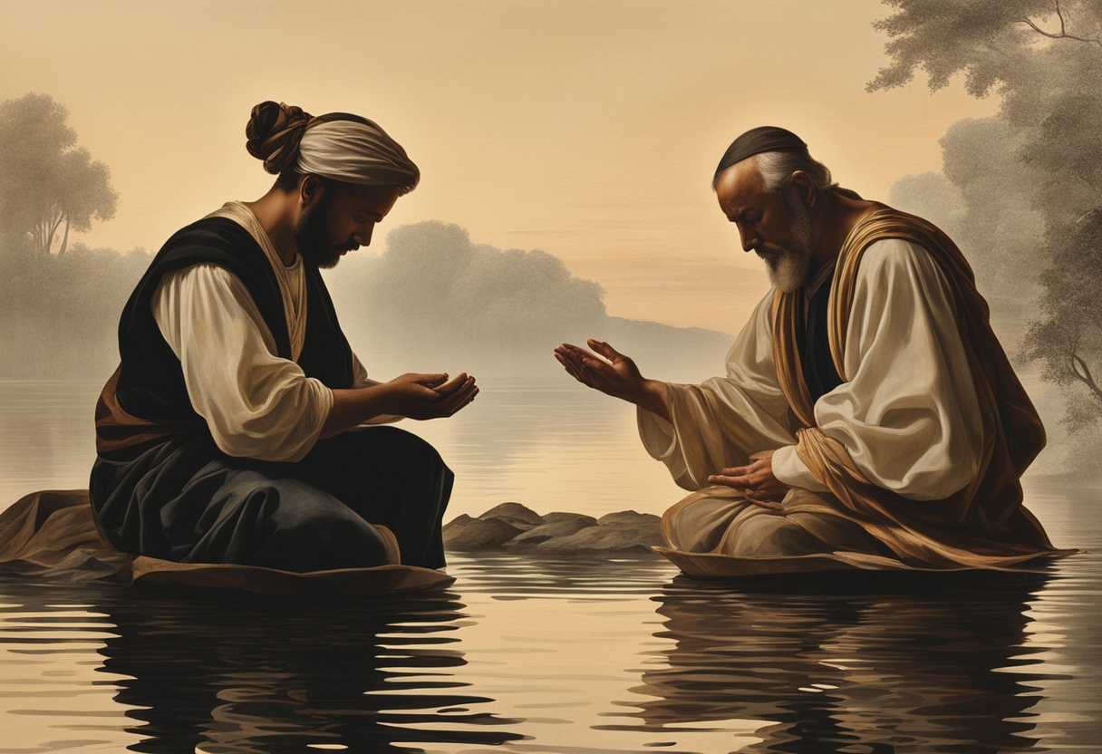 Morning-light-illuminates-individuals-in-prayer-hands-clasped-seeking-financial-contentment-amidst_psfk
