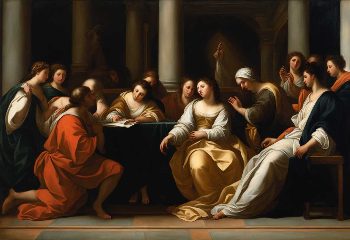 A-serene-gathering-in-a-church-hands-clasped-eyes-closed-enveloped-in-warm-light_vbay