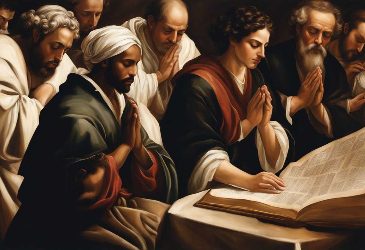 A-diverse-group-of-individuals-pray-together-radiating-peace-and-unity-in-faith_oagr