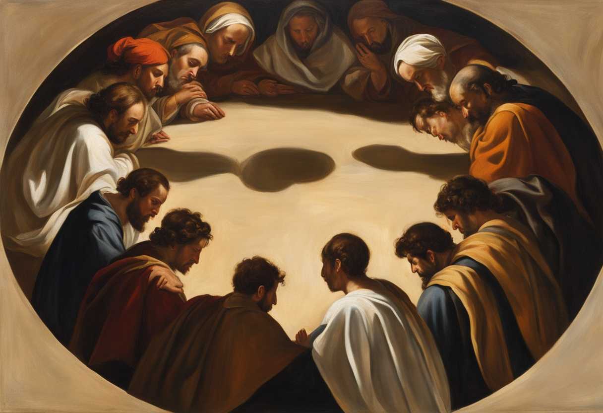 A-circle-of-people-praying-in-warm-sunlight-heads-bowed-in-reverence-and-unity_bwcm