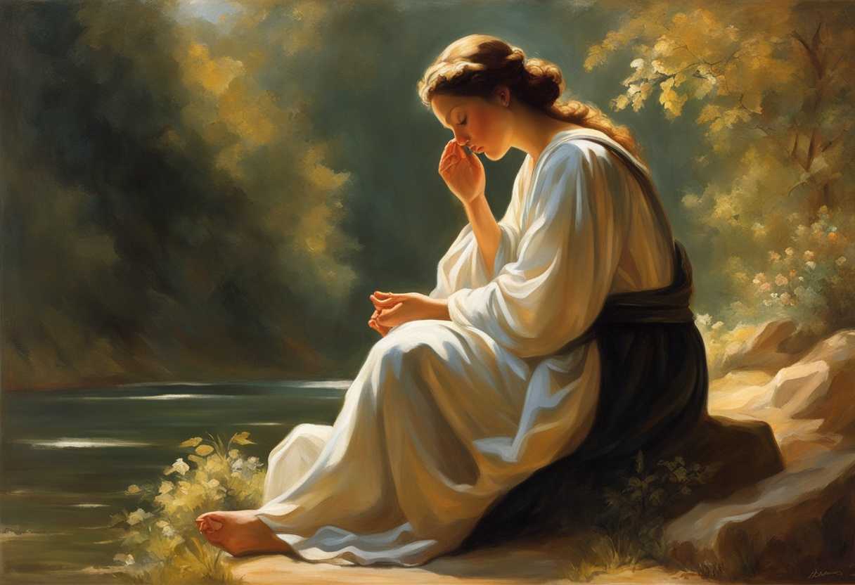 A-serene-figure-in-prayer-bathed-in-soft-sunlight-surrounded-by-nature's-tranquility_sefl