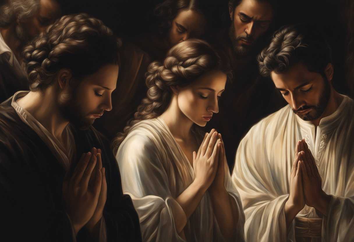A-diverse-group-of-people-in-prayer-heads-bowed-hands-clasped-bathed-in-soft-light_hsow
