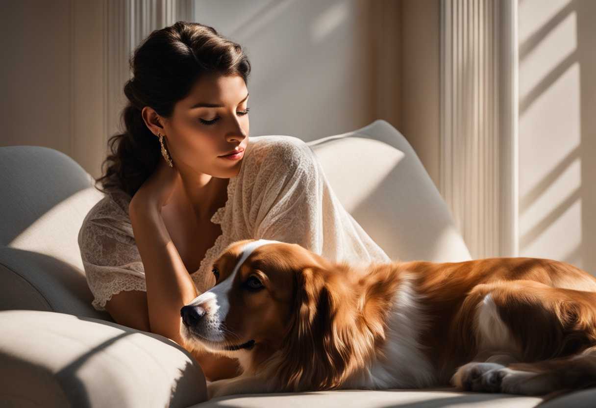 A-pet-and-owner-bask-in-soft-sunlight-sharing-a-serene-loving-moment-together_auak