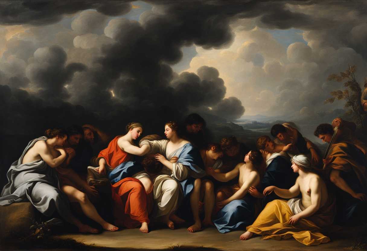 A-serene-group-huddles-together-finding-peace-under-stormy-skies-radiating-quiet-strength_yxpu