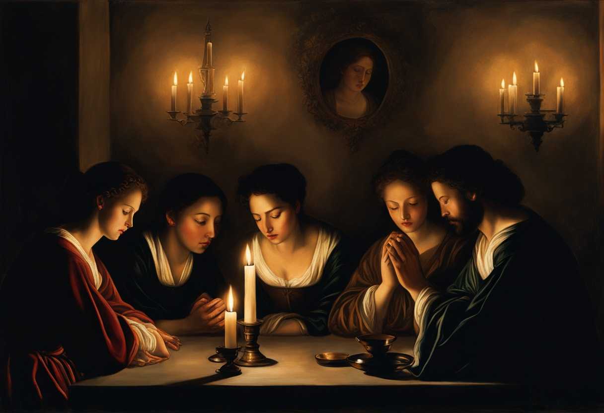In-a-dimly-lit-room-candlelight-flickers-as-hopeful-faces-clasp-hands-in-prayer_daji