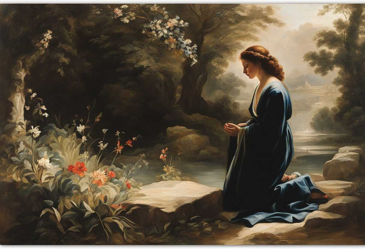 A-person-kneels-in-prayer-surrounded-by-nature-embodying-hope-and-heartfelt-connection_krkg