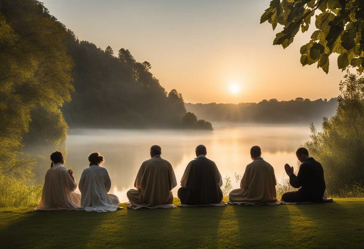 A-serene-morning-scene-of-individuals-in-prayer-hands-clasped-surrounded-by-nature's-tranquility_xkbl