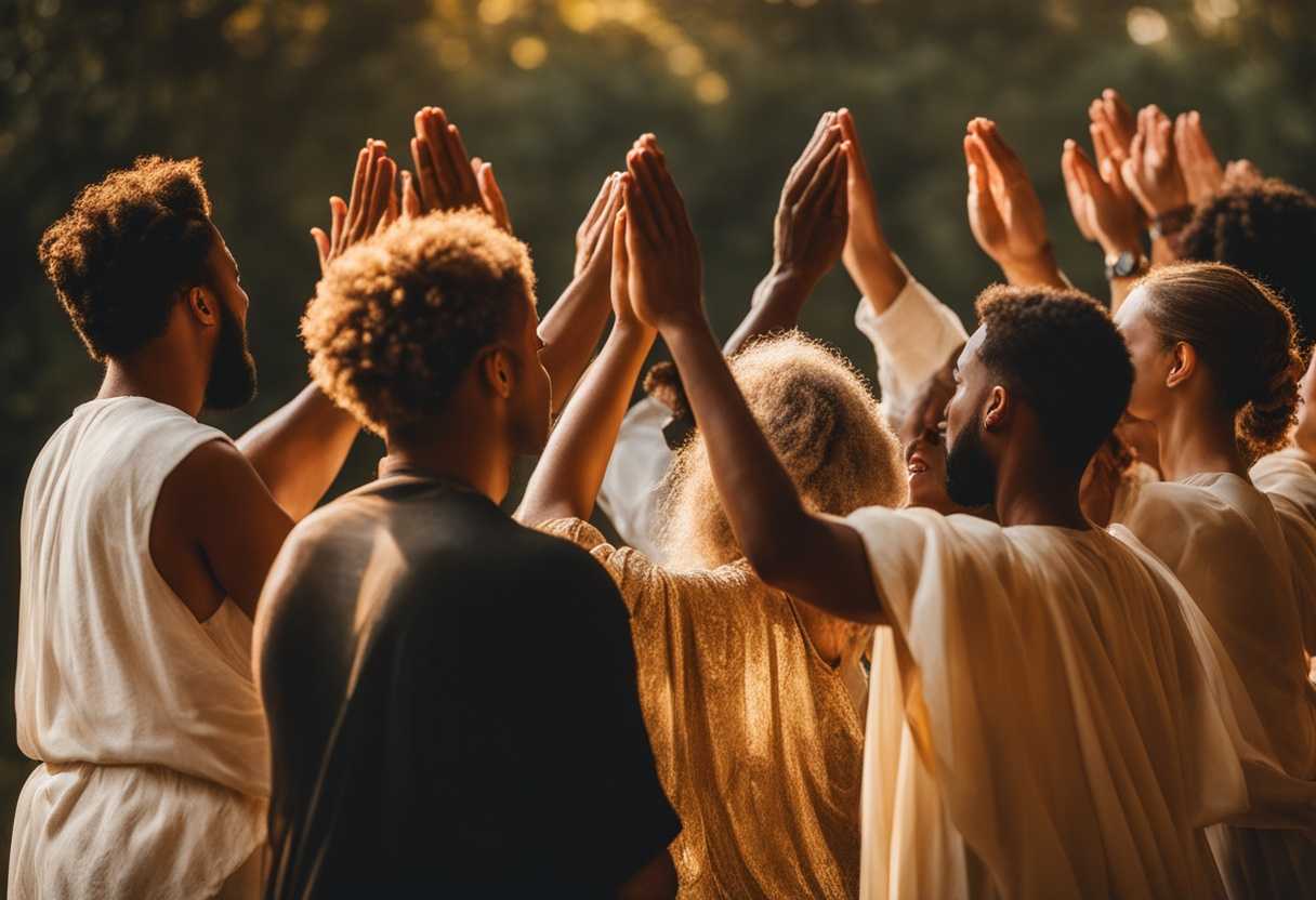 A-diverse-group-prays-in-nature-hands-raised-bathed-in-soft-golden-light-radiating-hope_fthh