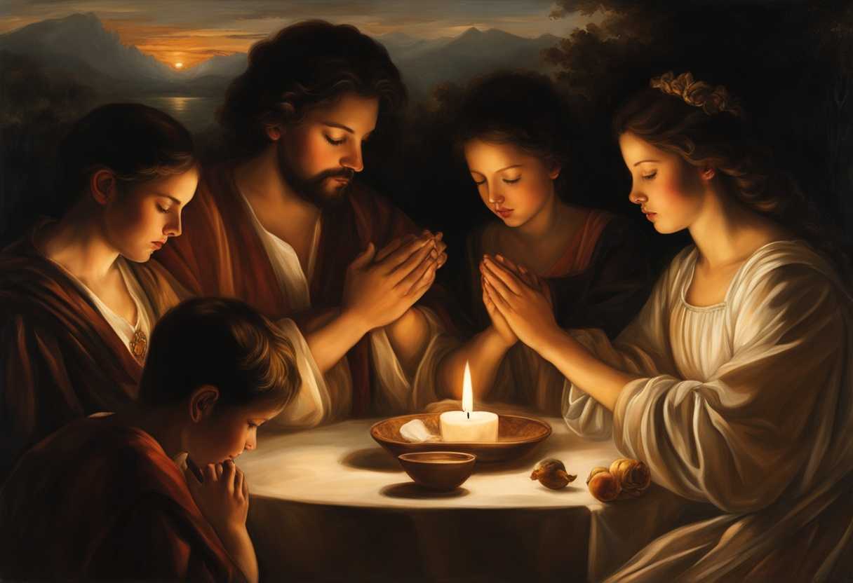 Family-gathers-at-sunset-hands-clasped-eyes-closed-praying-for-healing-and-unity_kfiq