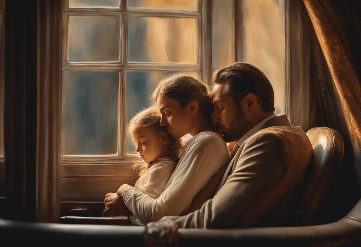 family-in-car-huddled-together-heads-bowed-in-prayer-soft-light-from-window-serene-atmosphere-i