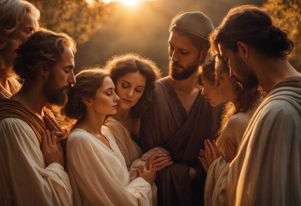 group-of-people-standing-in-a-circle-holding-hands-heads-bowed-in-prayer-soft-light-of-setting-su