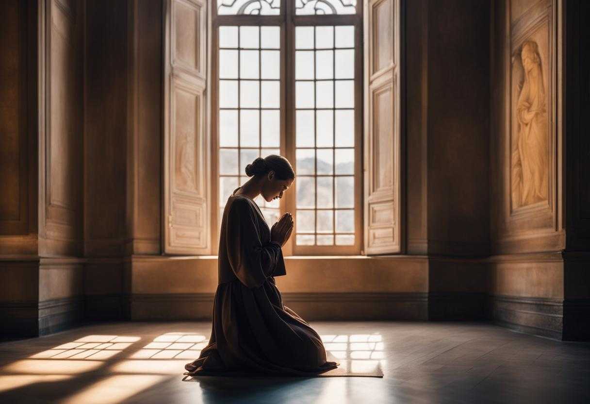 person-praying-kneeling-hands-clasped-eyes-closed-soft-light-from-window-serene-atmosphere-vul