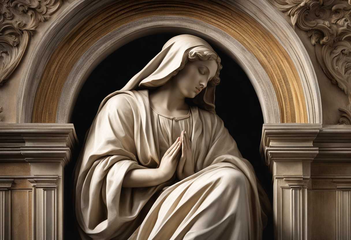 A-serene-figure-in-prayer-illuminated-by-soft-light-embodies-calm-and-faith_nsjq