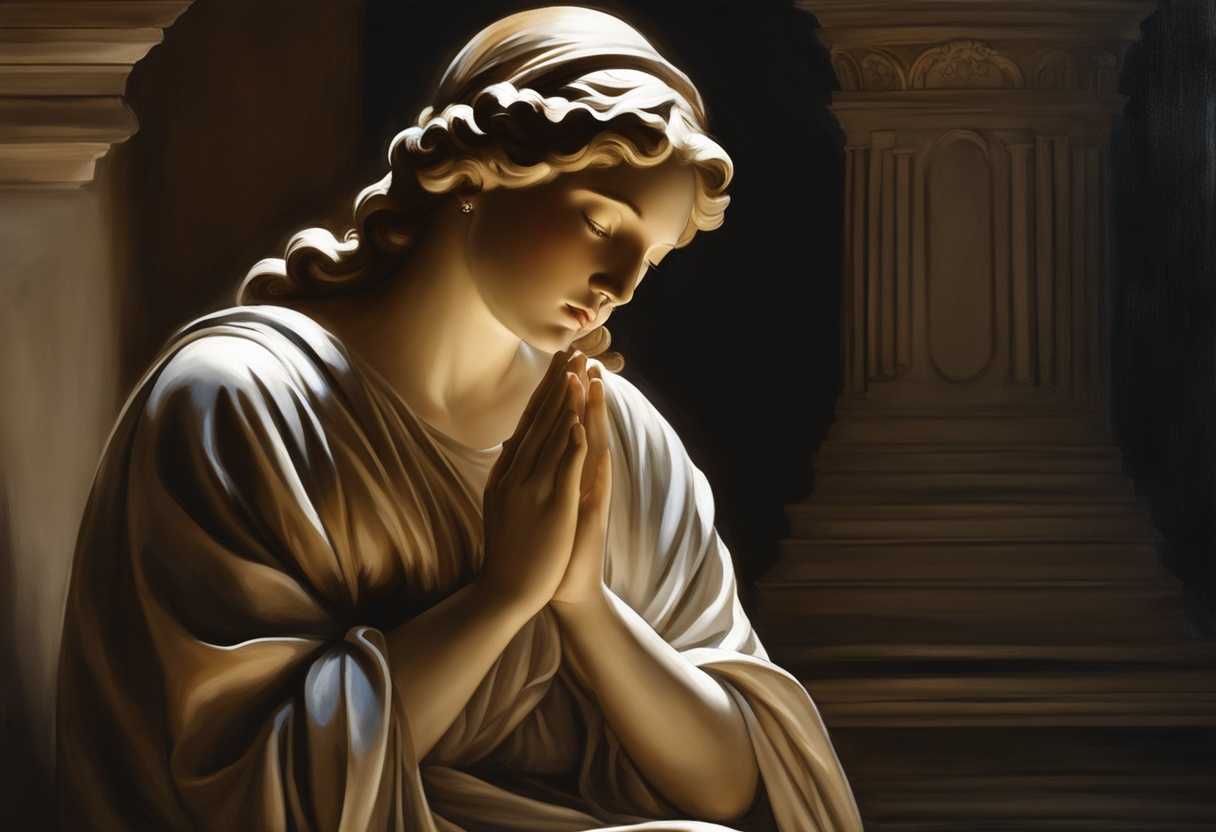 A-serene-figure-in-prayer-illuminated-by-soft-light-surrounded-by-tranquil-shadows_epkq