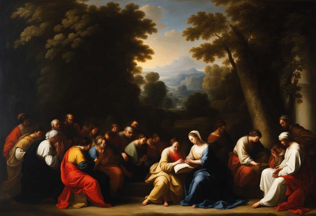 A-serene-gathering-of-individuals-in-prayer-enveloped-by-nature's-tranquility-and-soft-light_jczz