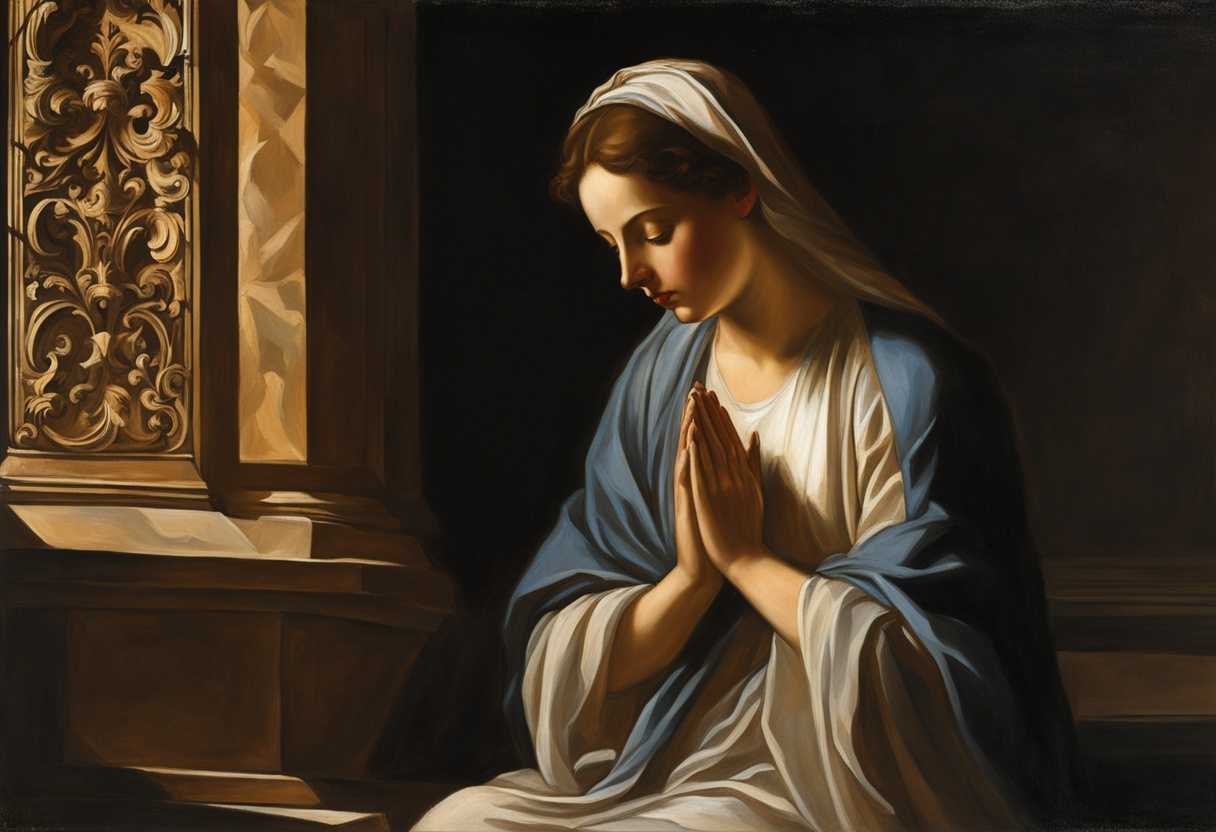 A-serene-figure-in-prayer-illuminated-by-gentle-light-embodies-devotion-and-tranquility_htwr
