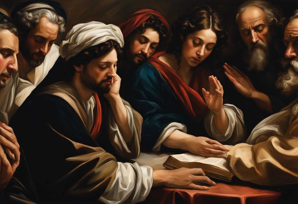 A-diverse-group-of-individuals-pray-together-seeking-solace-and-spiritual-connection-in-chaos_jpht