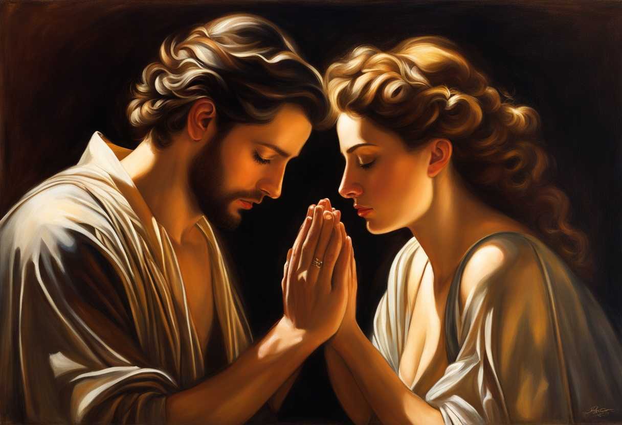 Couple-in-prayer-heads-bowed-hands-clasped-bathed-in-warm-light-intimate-connection_xzsl