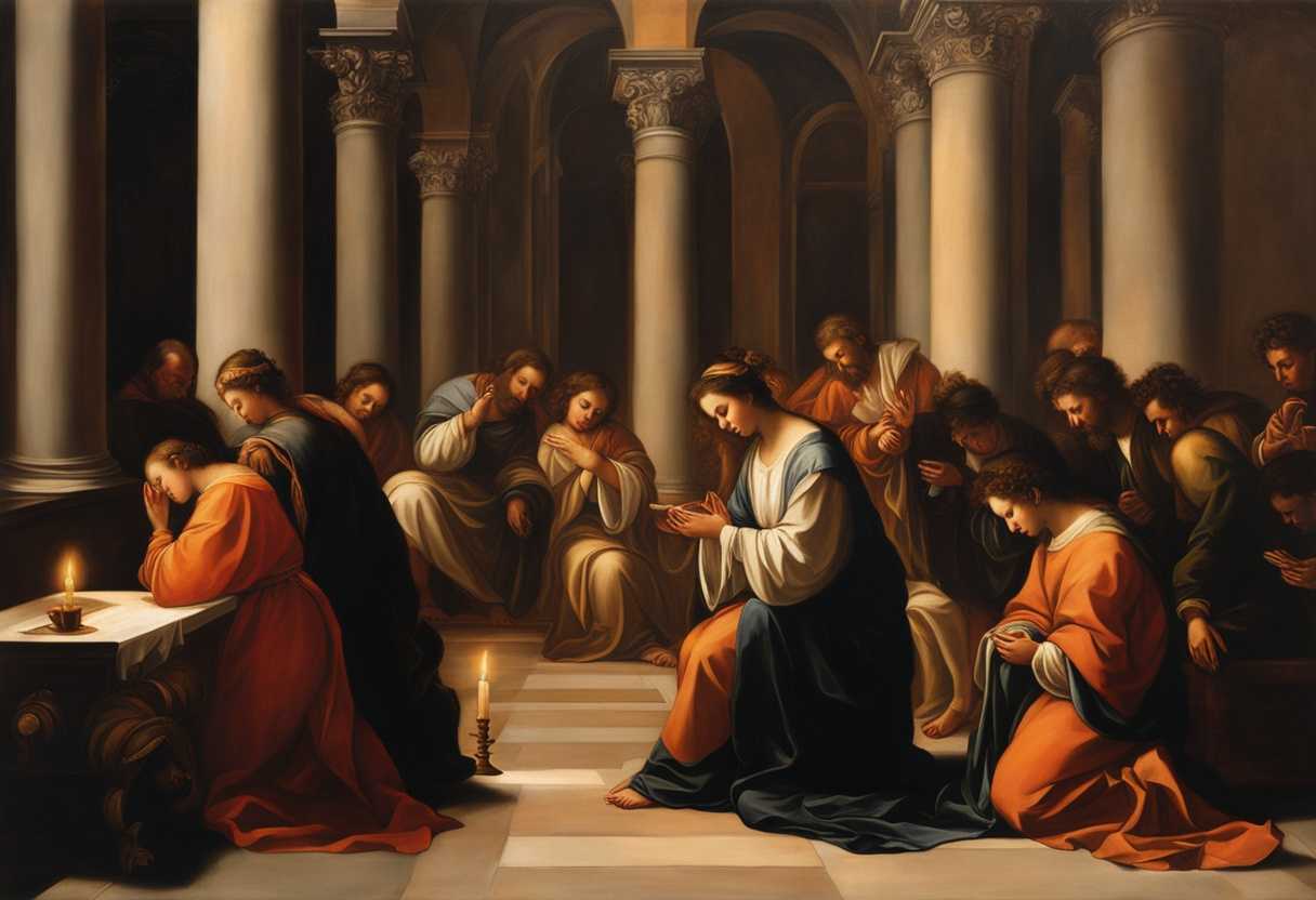 Kneeling-in-prayer-warm-candlelight-illuminates-serene-faces-embodying-unity-and-devotion_bjci