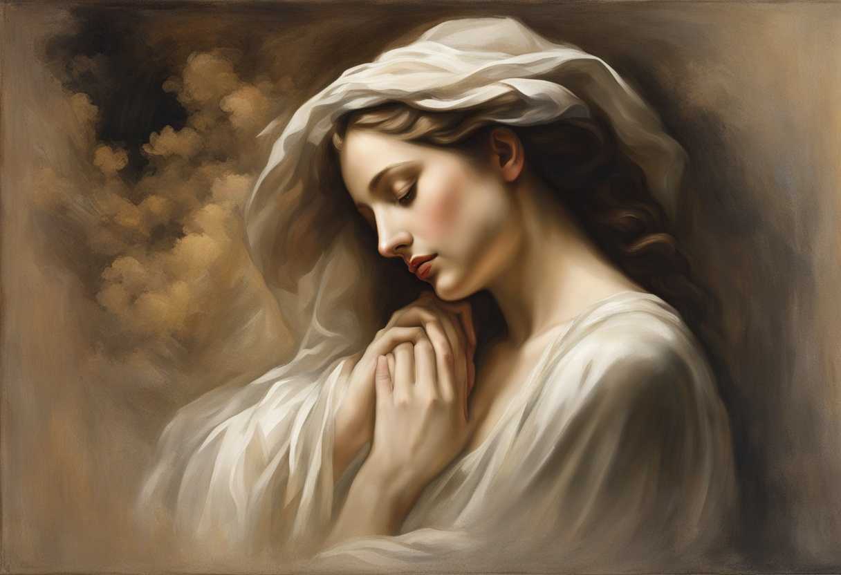 A-serene-figure-in-prayer-embraced-by-nature's-tranquility-and-soft-warm-light_voim