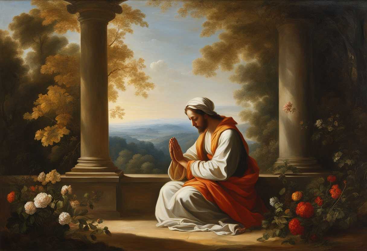 A-peaceful-figure-in-prayer-amidst-a-serene-sunlit-landscape-of-vibrant-nature_byjt