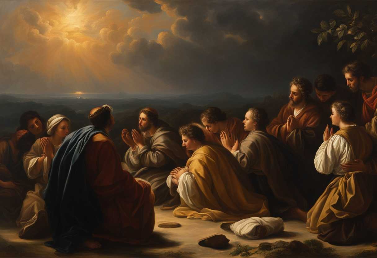 A-serene-scene-of-people-praying-under-a-glowing-sky-embodying-hope-and-unity_jzhc