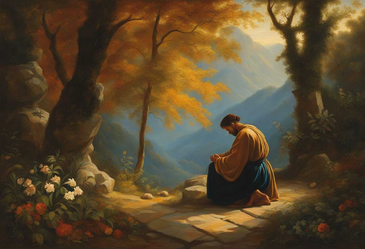 A-person-kneels-in-prayer-surrounded-by-nature's-tranquility-and-vibrant-colors_zgbs