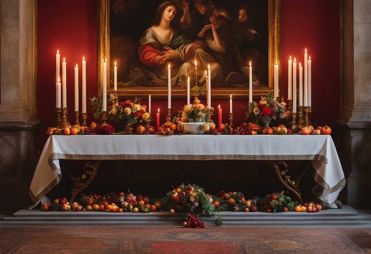 A-serene-figure-prays-at-a-flickering-candlelit-altar-surrounded-by-vibrant-offerings_jflv