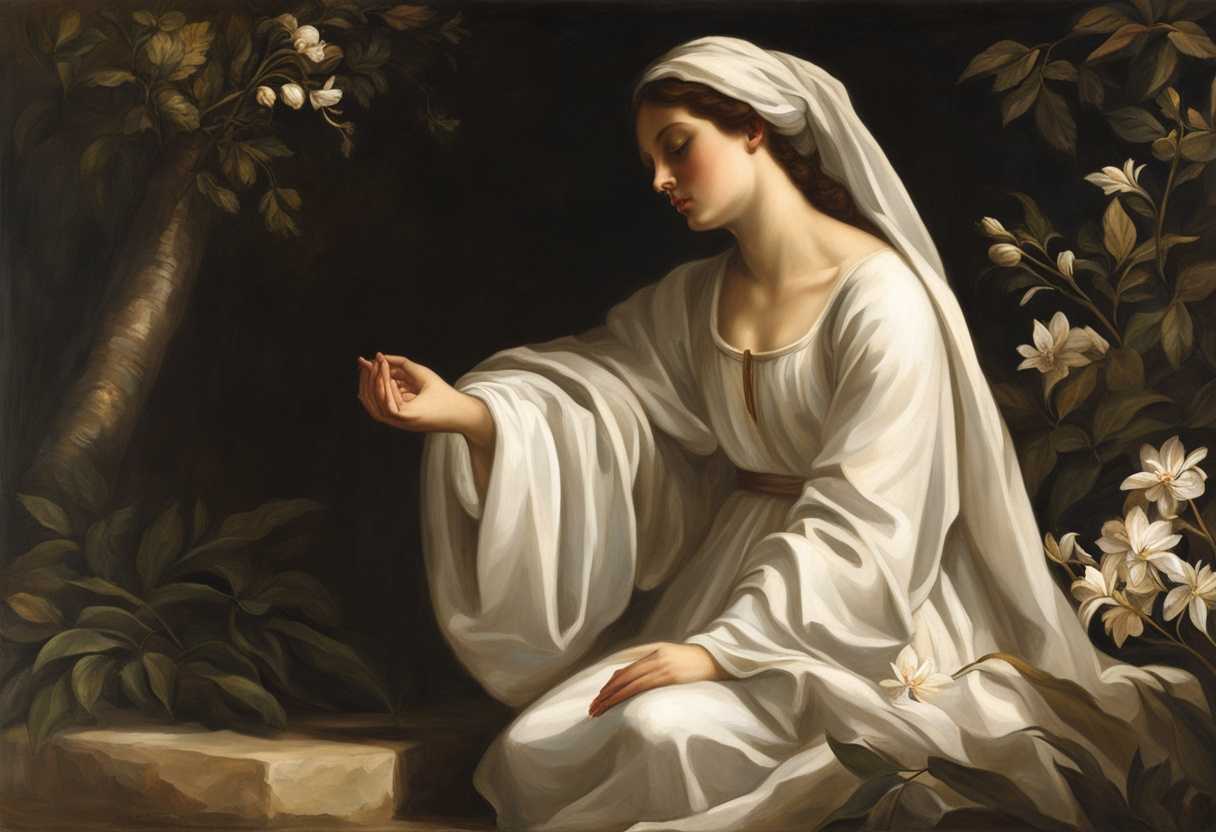 A-serene-figure-in-prayer-illuminated-by-gentle-light-surrounded-by-nature's-tranquility_gtjy