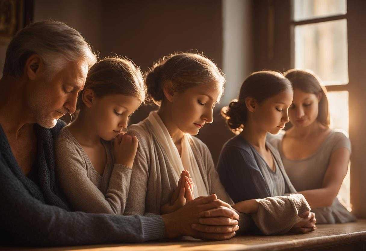 family-praying-together-gathered-in-a-circle-heads-bowed-in-prayer-soft-light-streaming-in-from-a