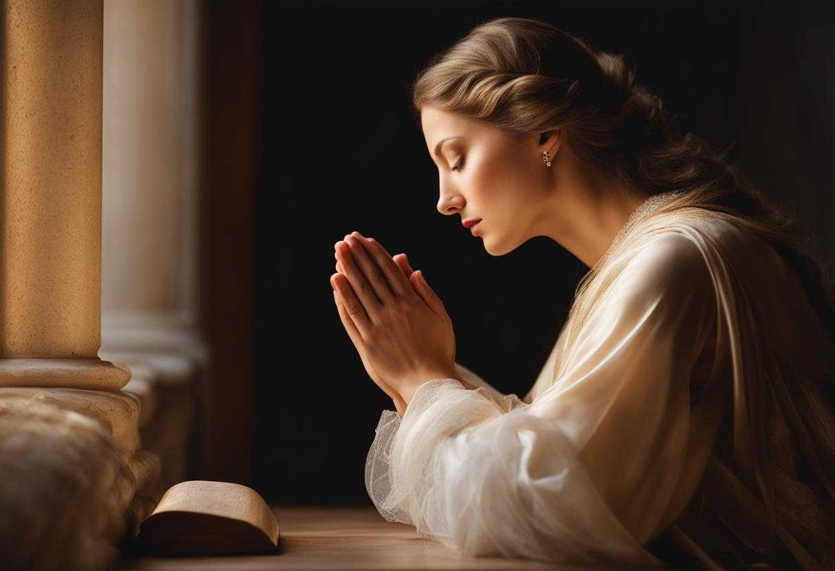 person-praying-deep-prayer-eyes-closed-hands-clasped-reverence-soft-lighting-serene-atmosphere