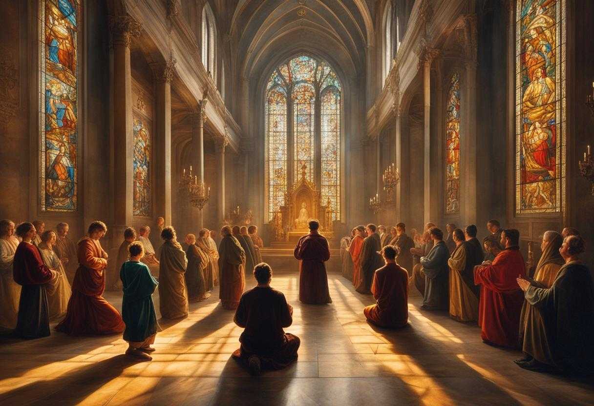 group-of-people-praying-serene-atmosphere-spiritual-connection-stained-glass-windows-collective-