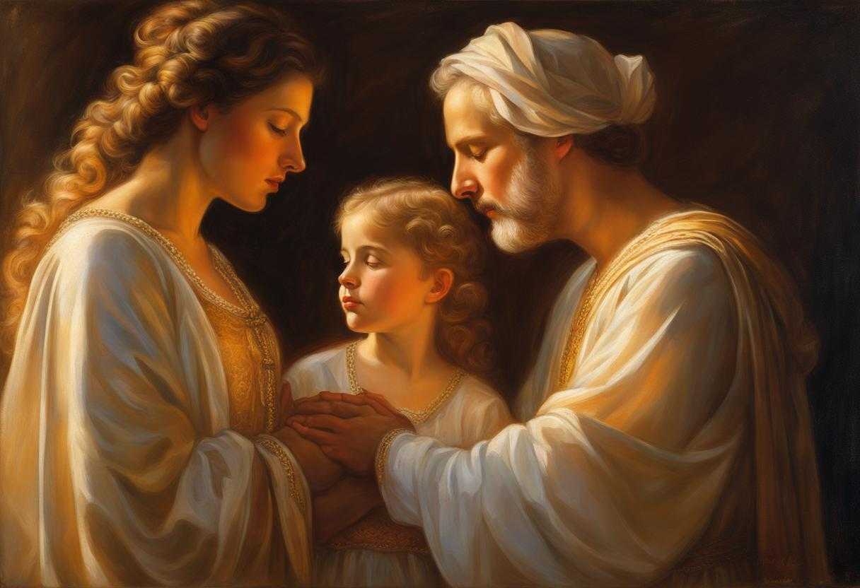 prayerful-family-standing-in-a-circle-heads-bowed-in-reverence-warm-glow-of-setting-sun-golden-li