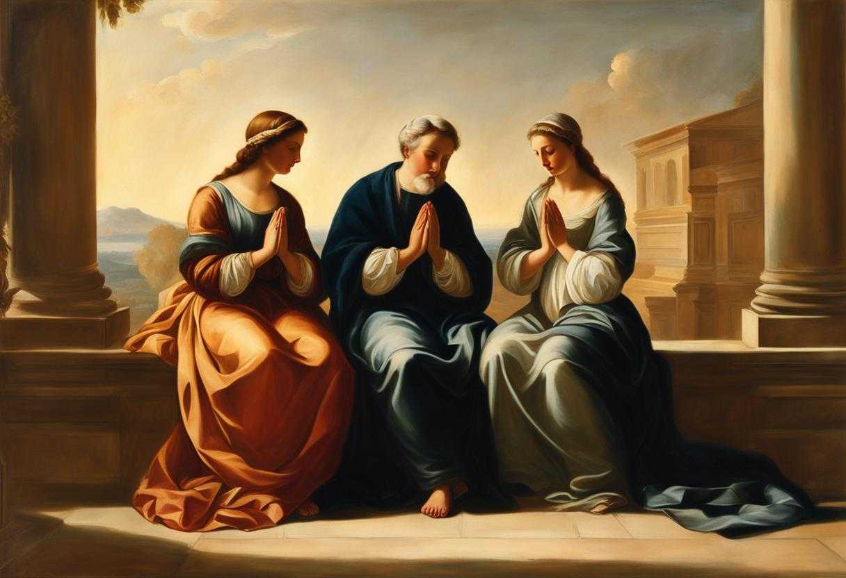 family-praying-together-warm-glow-of-sunlight-peaceful-and-serene-atmosphere-clasped-hands-close