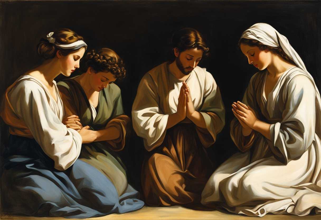 Close-knit-group-in-prayer-circle-under-dappled-sunlight-hands-clasped-eyes-closed-in-unity_nydb