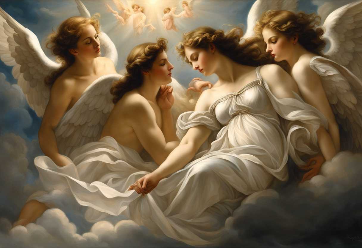 Serene-angels-with-gentle-expressions-glowing-light-surrounded-by-ethereal-clouds-protecting-love_yjas