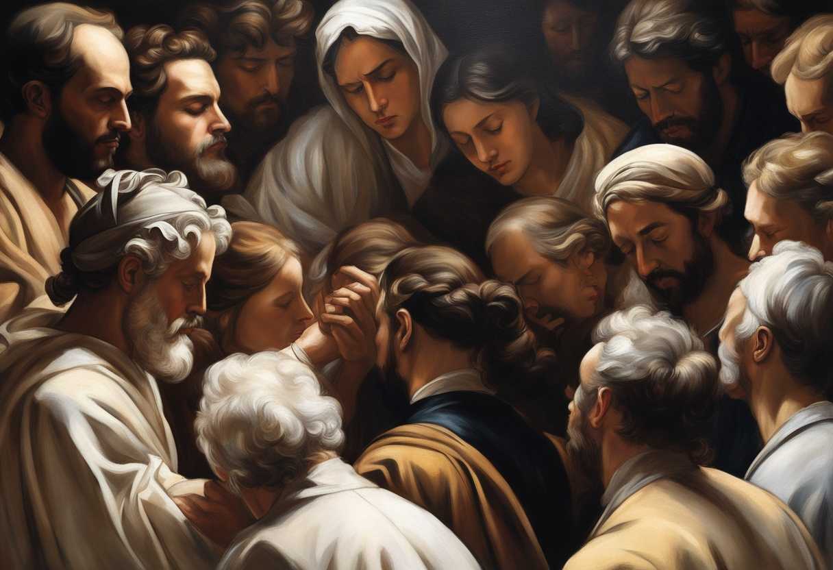 People-in-a-circle-heads-bowed-hands-clasped-soft-light-peaceful-united-in-prayer_exzx