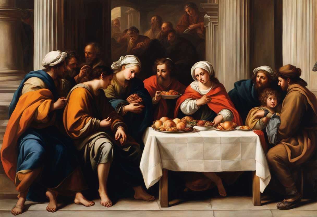 Warm-hearted-individuals-sharing-food-with-the-homeless-vibrant-city-backdrop-empathy-kindness-s_eeha