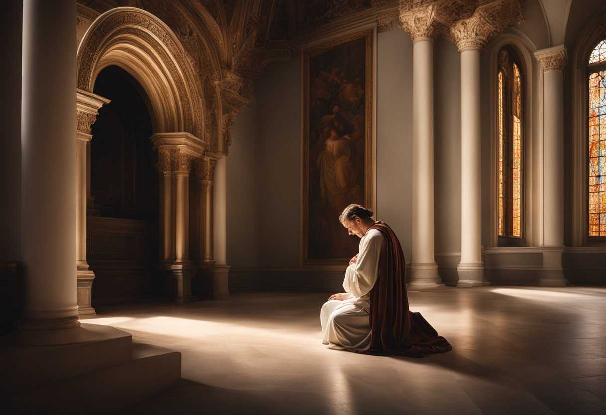 Serene-figure-kneeling-in-prayer-soft-light-illuminating-a-humble-chapel-peaceful-atmosphere-deep_piga