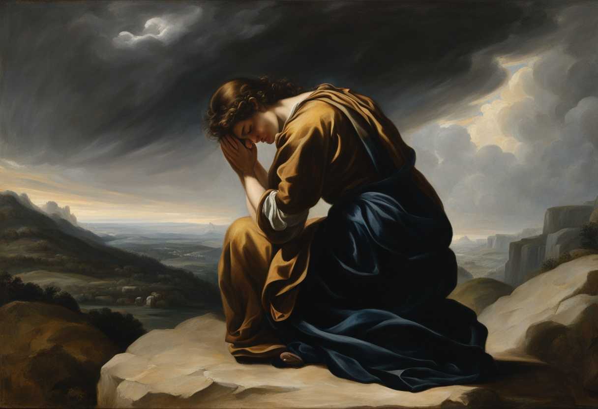 A-person-kneeling-in-prayer-surrounded-by-stormy-skies-seeking-solace-and-strength-deeply-focused_qmnv