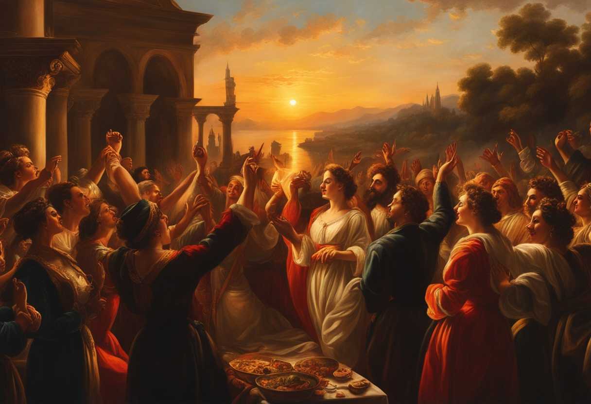 Joyful-gathering-of-diverse-people-hands-raised-in-gratitude-vibrant-sunset-warm-atmosphere-8k-d_zkna