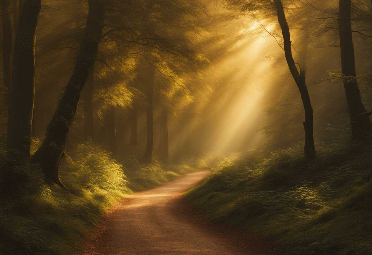 Soft-golden-light-illuminating-a-serene-path-guiding-figures-through-a-tranquil-forest_thah