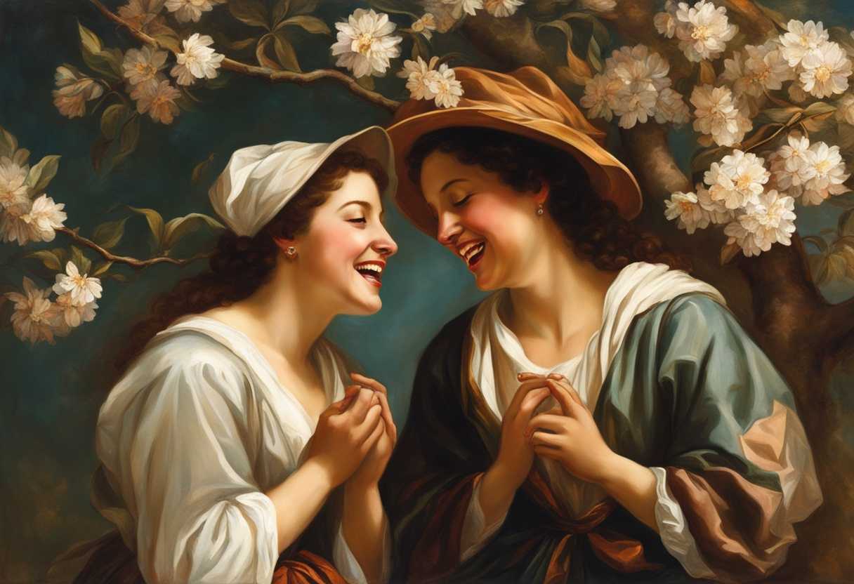 Two-friends-sharing-laughter-under-a-blooming-tree-exchanging-heartfelt-gifts-warm-sunlight-joyfu_qhkb