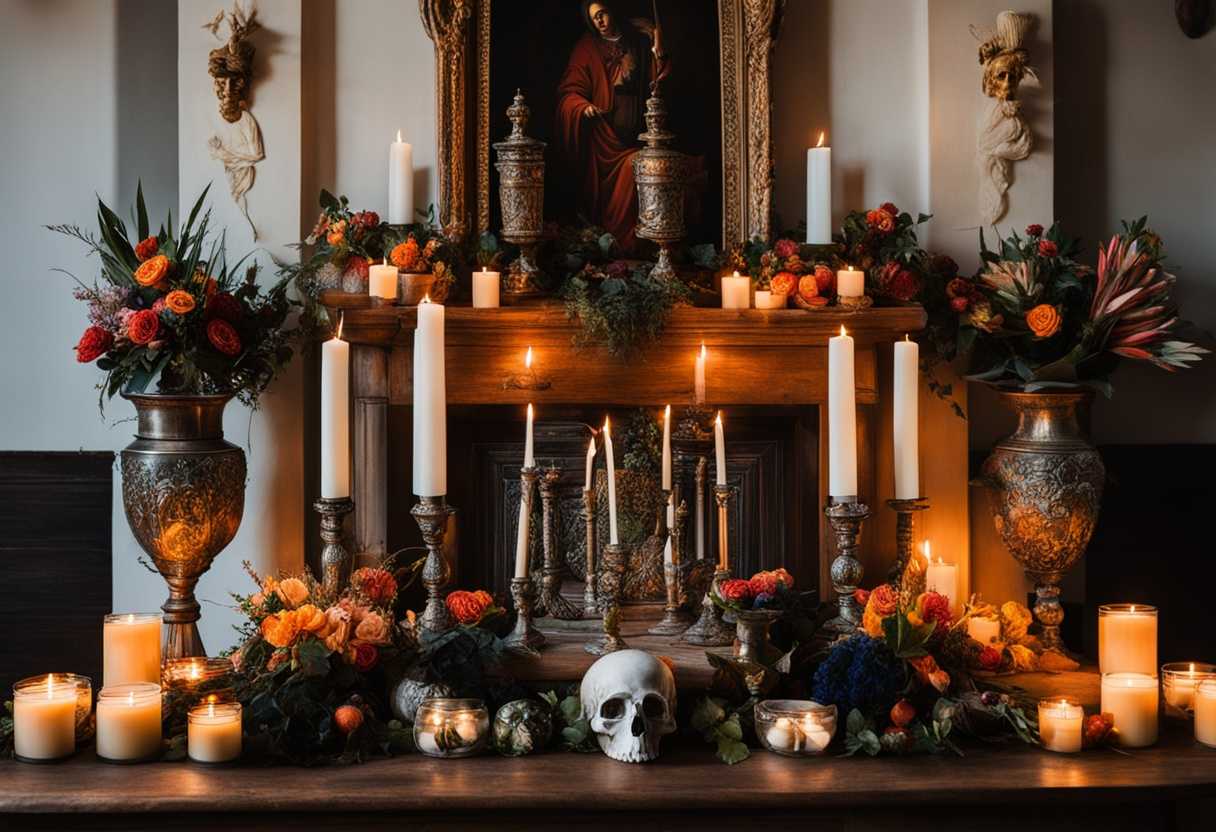 A-serene-altar-adorned-with-candles-vibrant-flowers-and-offerings-invoking-Santisima-Muerte-s-pro_lbsb