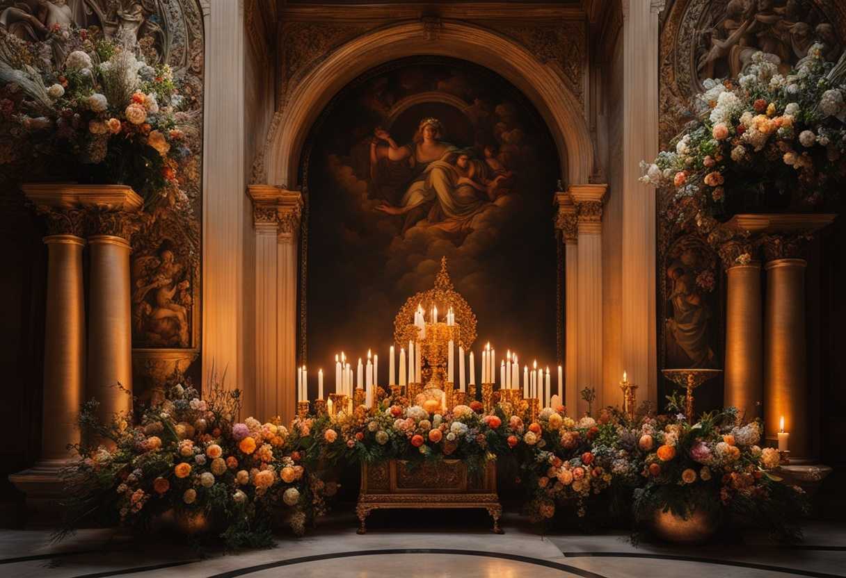 Candlelit-altar-adorned-with-flowers-vibrant-offerings-protective-aura-reverent-atmosphere-deep-_owdq