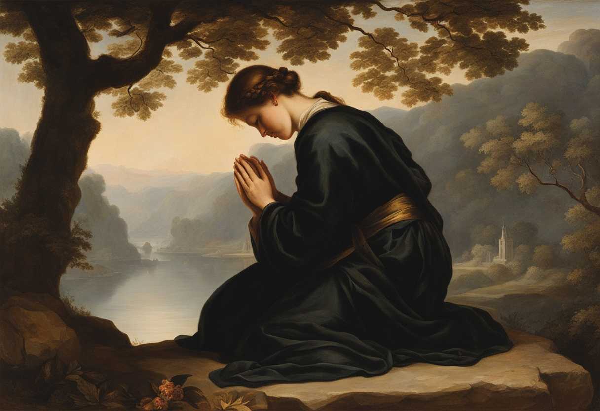 A-person-kneeling-in-prayer-serene-expression-candlelight-flickering-surrounded-by-nature-seekin_dkoj