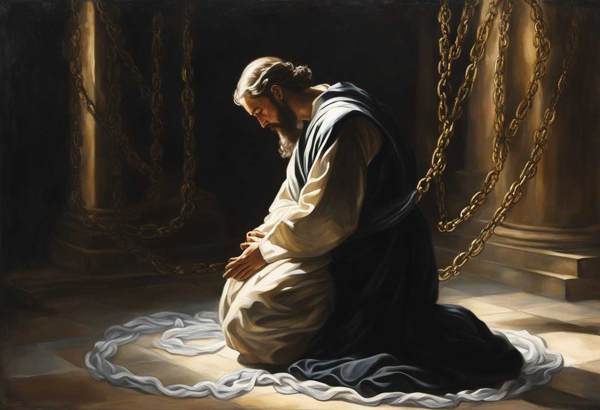 A-person-kneeling-in-prayer-surrounded-by-ethereal-chains-dissolving-light-breaking-through-darkne_cdpw