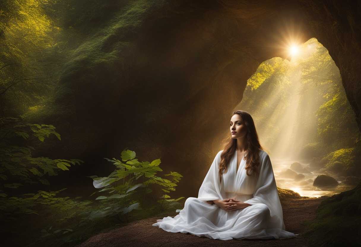 A-serene-figure-meditating-in-nature-surrounded-by-ethereal-light-releasing-spiritual-energy-peac_zxag
