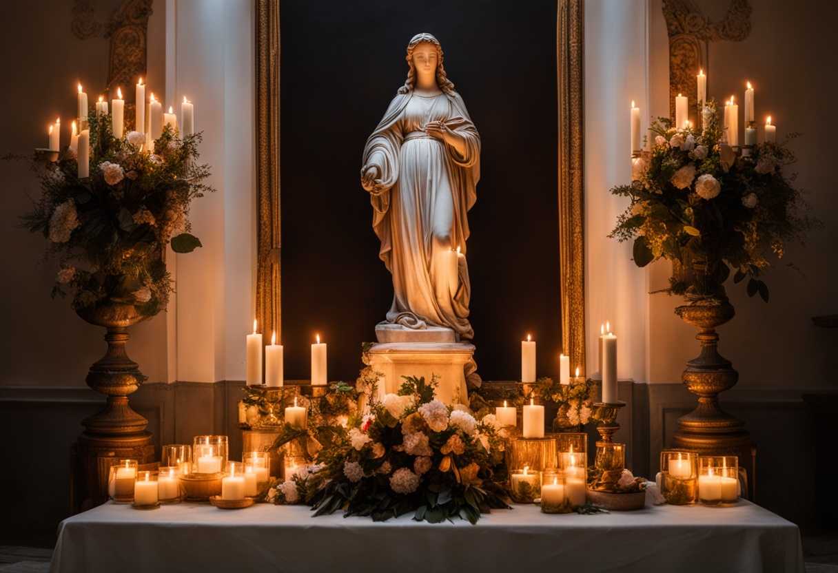 A-serene-altar-adorned-with-candles-soft-light-illuminating-a-statue-of-St-Lucy-peaceful-ambiance_wpja